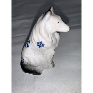 Moser Collie Dog White & Black Blue Snowflakes 1980's-1990's
